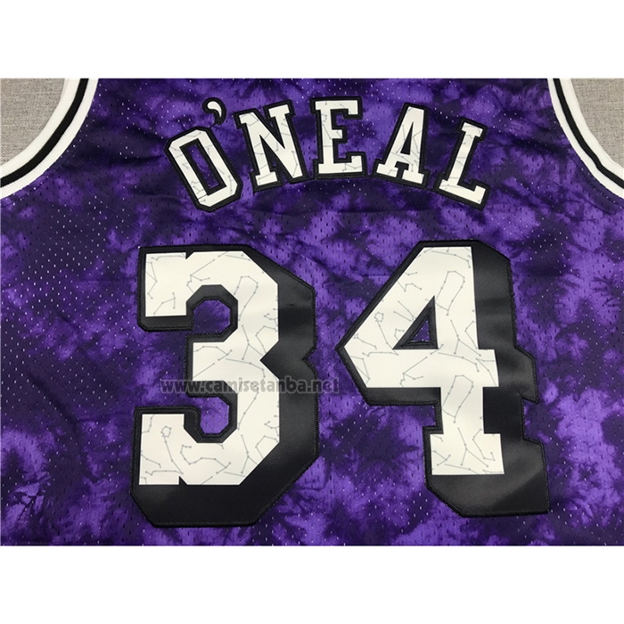 Camiseta Los Angeles Laker Shaquille O'neal #34 Galaxy Violeta